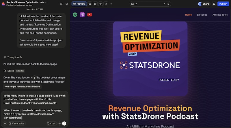 How I Built My Podcast Website in Lovable